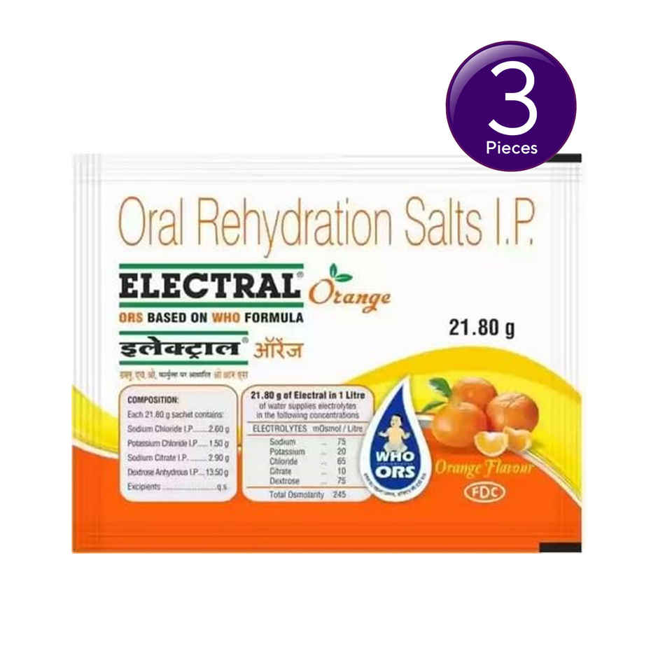 Electral Orange Flavour Powder 21.80Gm Combo 