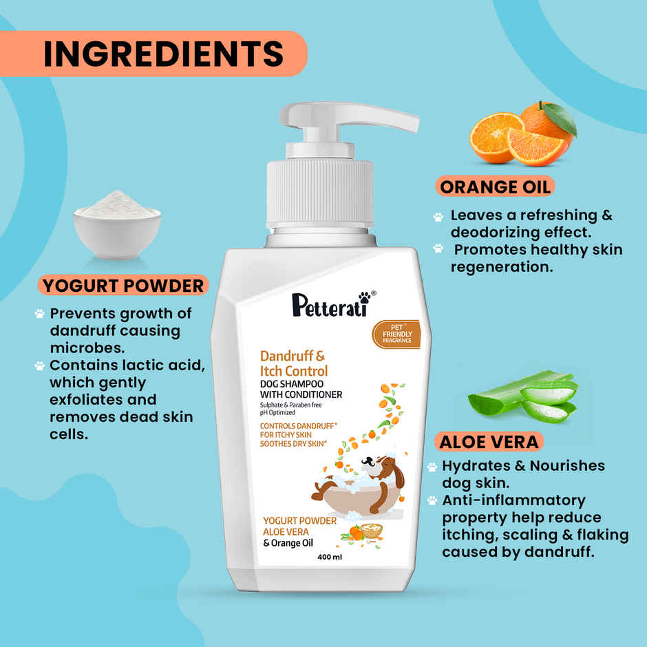 Petterati Dandruff & Itch Control Dog Shampoo Relieves Itching & Soothes