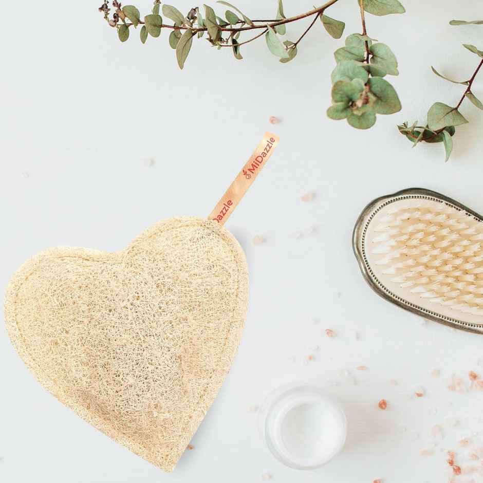 Midazzle 100% Natural Body Scrubber Organic Loofah for Bathing - Heart |MIOL6104