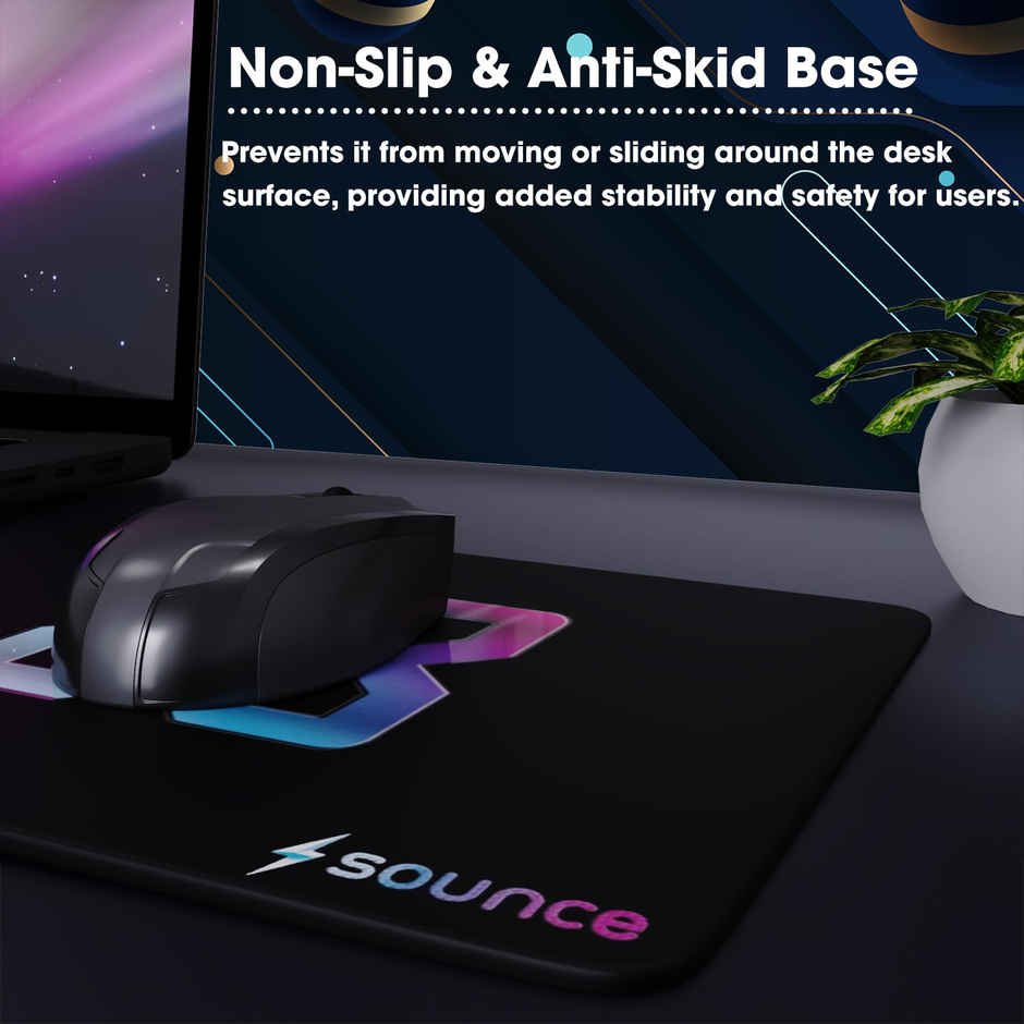Sounce Ergonomic Mouse Pad, Non-Slip, Anti-Skid, Waterproof, (Black)