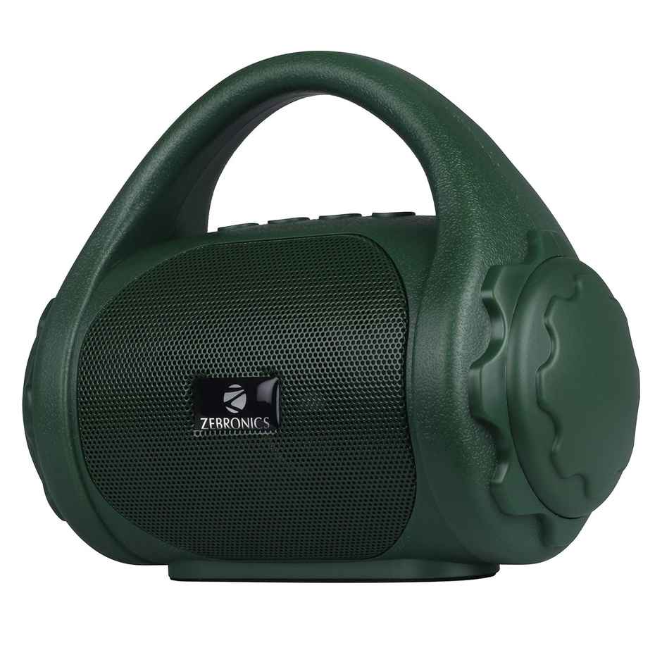 Zebronics County 3W BT Speaker with Carry Handle, USB, SD Card, AUX, FM & Call Function - Green