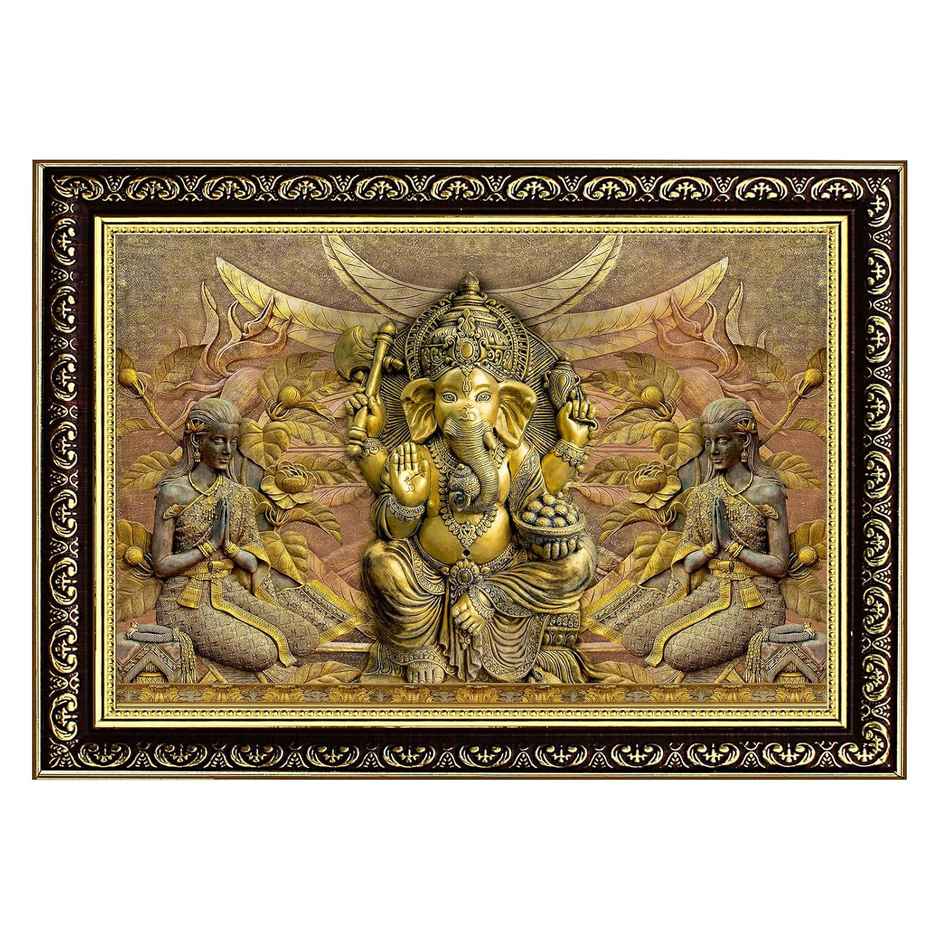 Indianara Lord Ganesha Art Painting with Frame, Home Decor