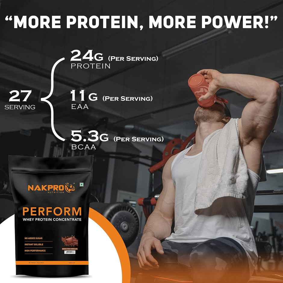 Nakpro Perform Whey Protein Concentrate Double Rich Chocolate 24G Protein 5.3G Bcaa