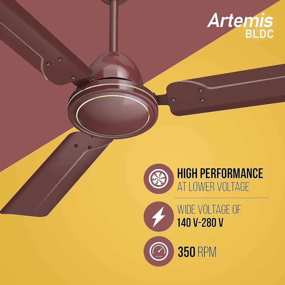 Havells Artemis BLDC Motor Ceiling Fan,1200mm,Remote Control,5 Star Rated, 100% Copper Motor, Brown