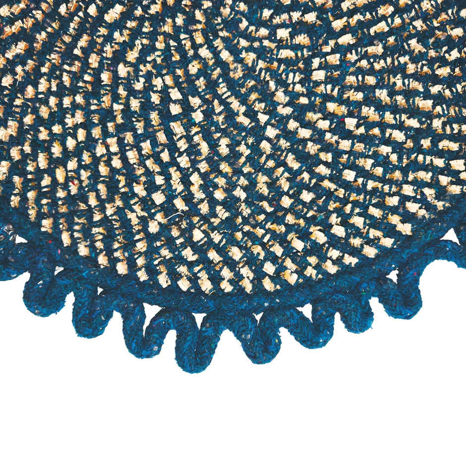 Status New Braided Round Floor Mat | 48 x 48 cm | Blue