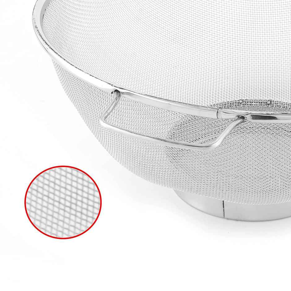 Kuber Industries Small Stainless Steel Colander Strainer with Handle | 20x20x8 CM | Silver