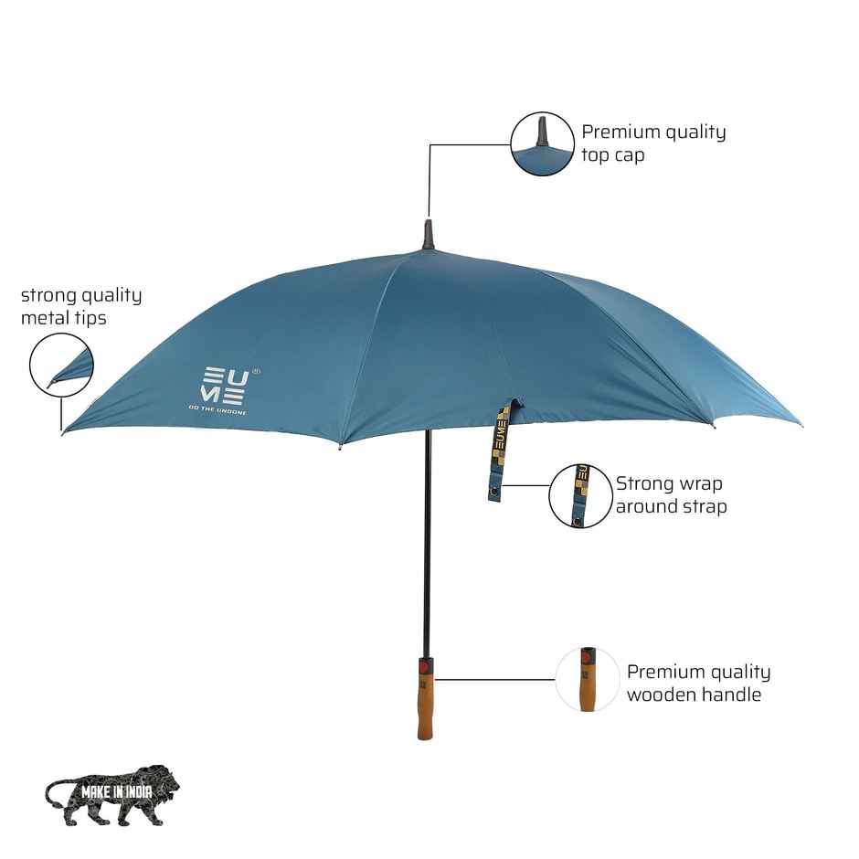 Eume Jumbo 32 Inch Straight Auto Open Large Big Size Umbrella For Rain | Teal Green