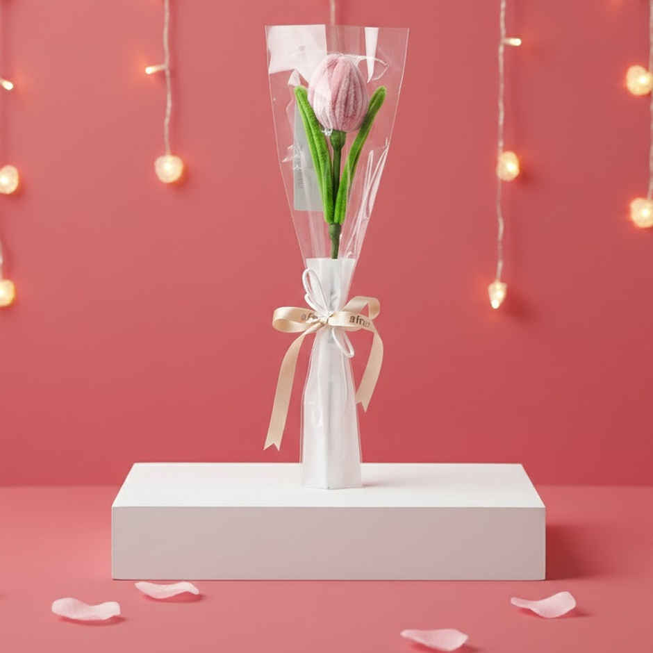 Velvet Touch Crochet Tulip Artificial Flower Stem | Ideal for Gifting | FNP