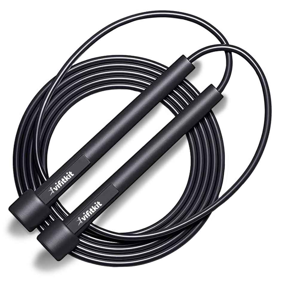 VFK by Xtrim Skipping Rope with Adjustable Height for Exercise, Sports, Tangle-Free Design |Black