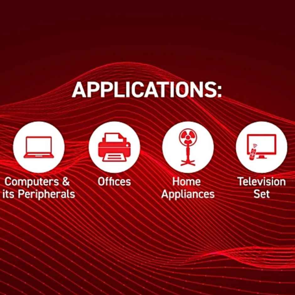 Eveready Everprotect Multi Plug | Fire Retardant Body, 240V, 6A Max, (For Mobile Charging, small appliances) - Red & White