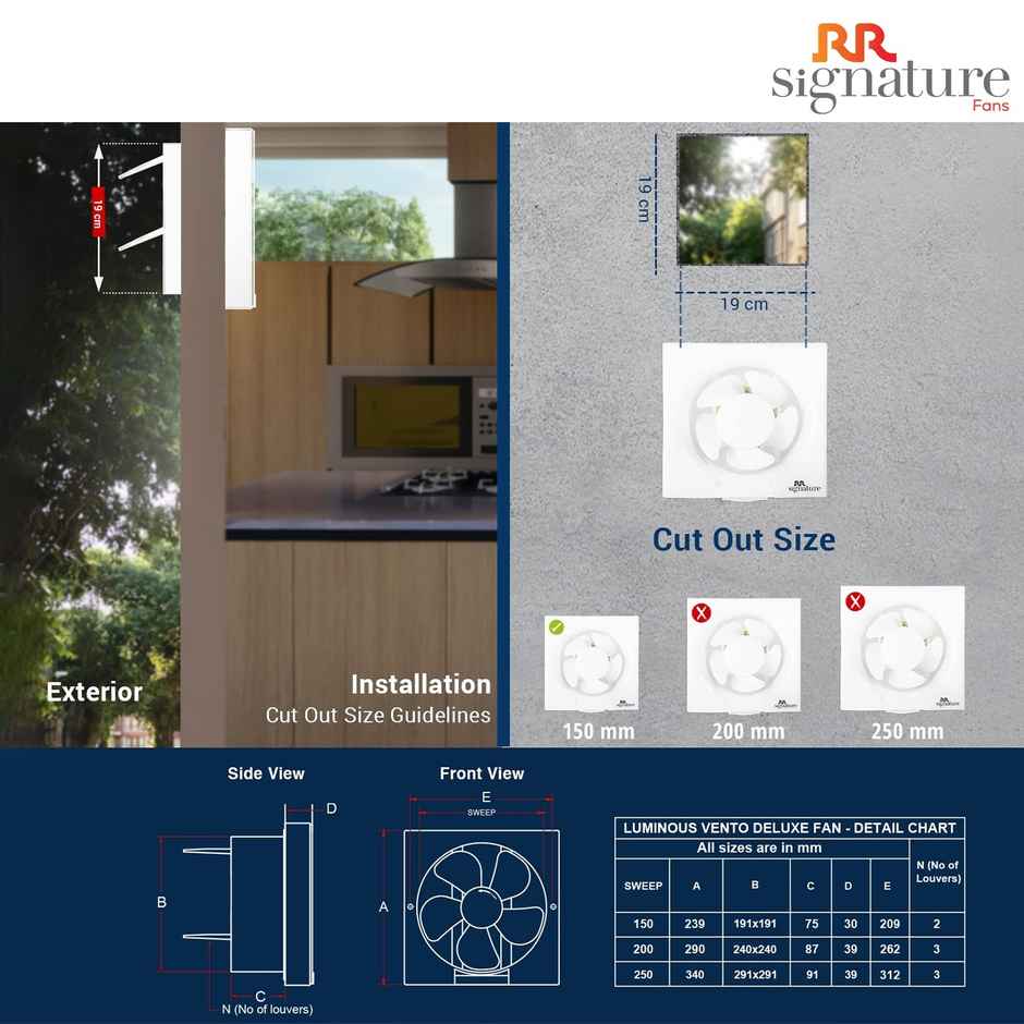 RR Signature Vento Deluxe 30 Watt Exhaust Fan,150mm,Strong Air Suction,Rust Proof,Anti-Dust Shutters - White