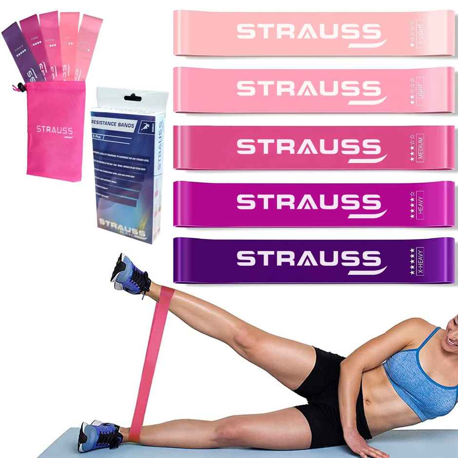 Strauss Exercise Silicone Resistance Bands | Set of 5