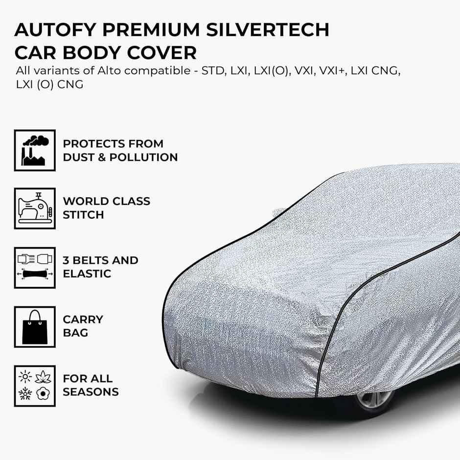 Autofy Silvertech Car Cover For Maruti Suzuki Swift Dzire | Year 2017 Onwards - Flock Layer Inside