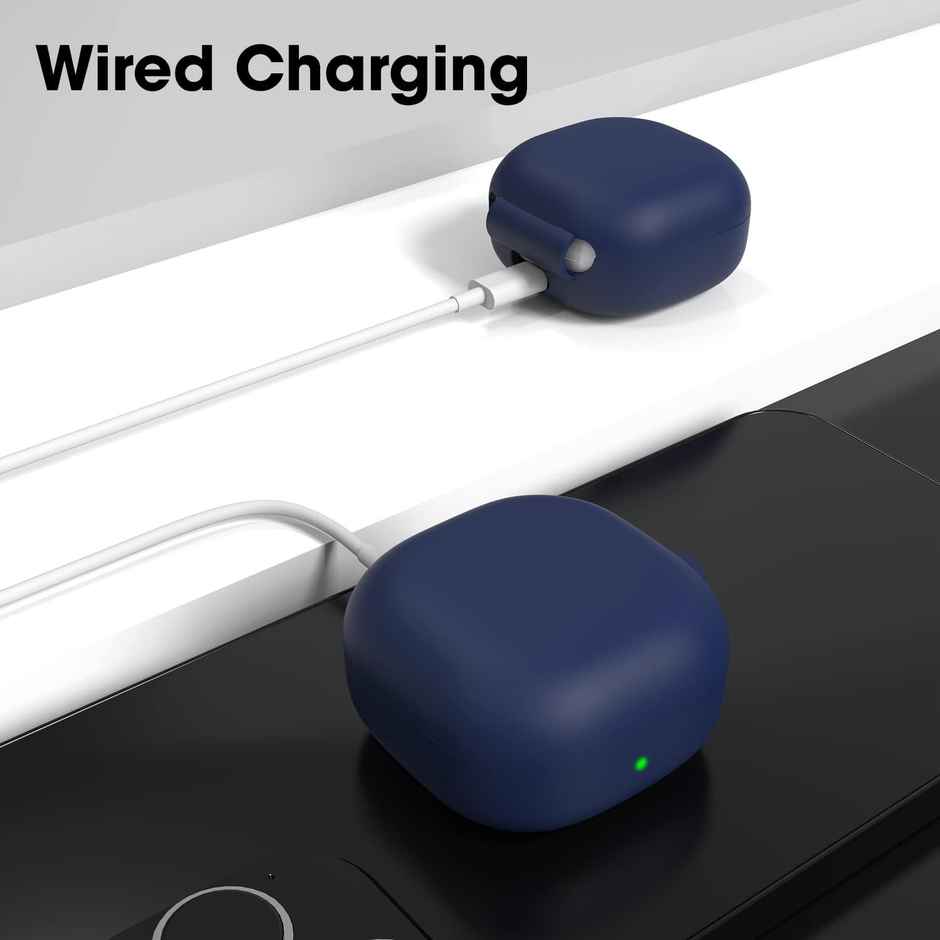 Sounce Portable Silicone Case Cover for Samsung Galaxy Buds 2 | Anti-Dust with Keychain | Black