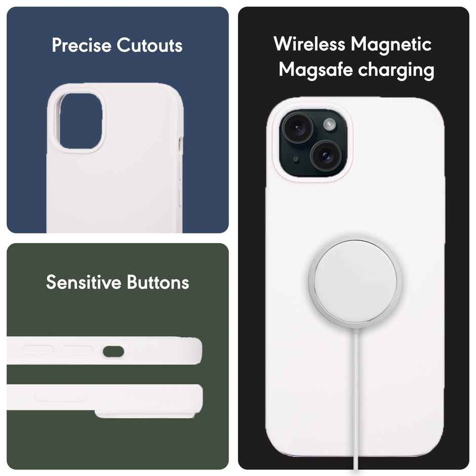 Sprig Liquid Silicone Back Cover for Apple Iphone 14 Plus - White | MagSafe Compatible