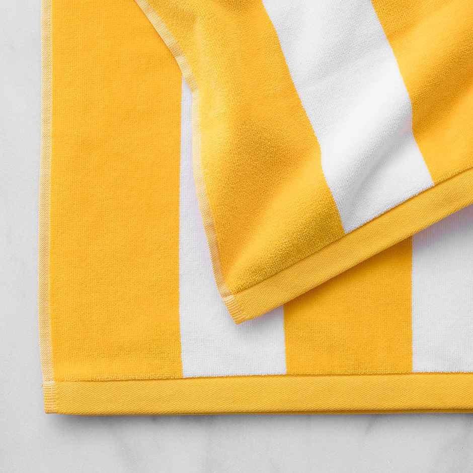 Lushomes Cotton Pool Towel - Yellow & White | Cabana Stripe | 36 x 72 inch | 750 GSM