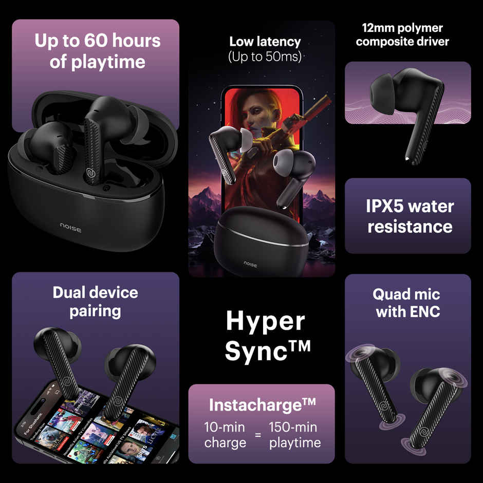 Noise Aura Buds Truly Wireless Bluetooth Earbuds - Aura Black