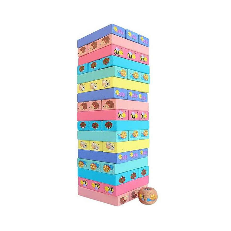 Toyshine Wooden Printed Stacking Tumling Tower Building Blocks Game (2 - 6 Years)