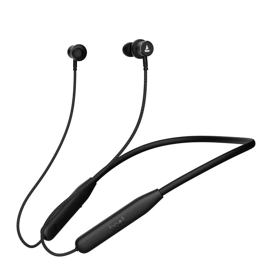 boAt Rockerz 110/Rockerz 109 Wireless in Ear Neckband with Up to 60 hrs Playtime, Dual Device Pairing, ENx Tech, ASAP Charging, BTv5.3,IPX5,Type-C Interface & Magnetic Power Buds - Active Black