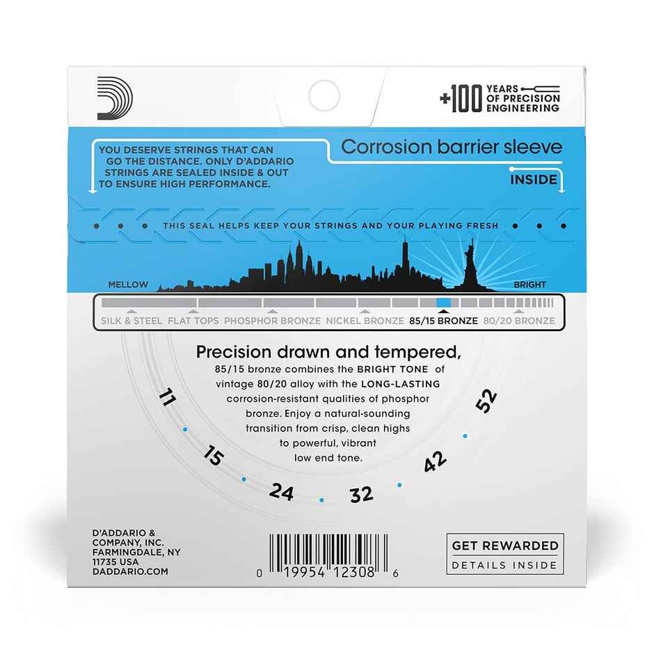 D'Addario Ez910 Bronze Acoustic Guitar Strings | 85/15 Full Bright Tone Stainless Steel Material