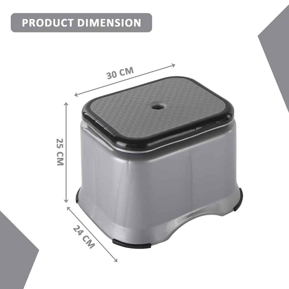 Kuber Industries Anti-Slip Bathroom Stool | Durable Patla Chair for Adults | Grey