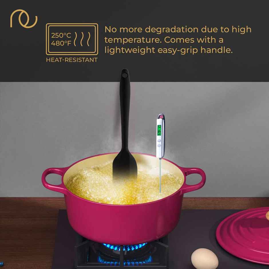 Frenchware Non-Stick Silicone Spatulas - Heat-Resistant, Food-Grade & BPA-Free - Black