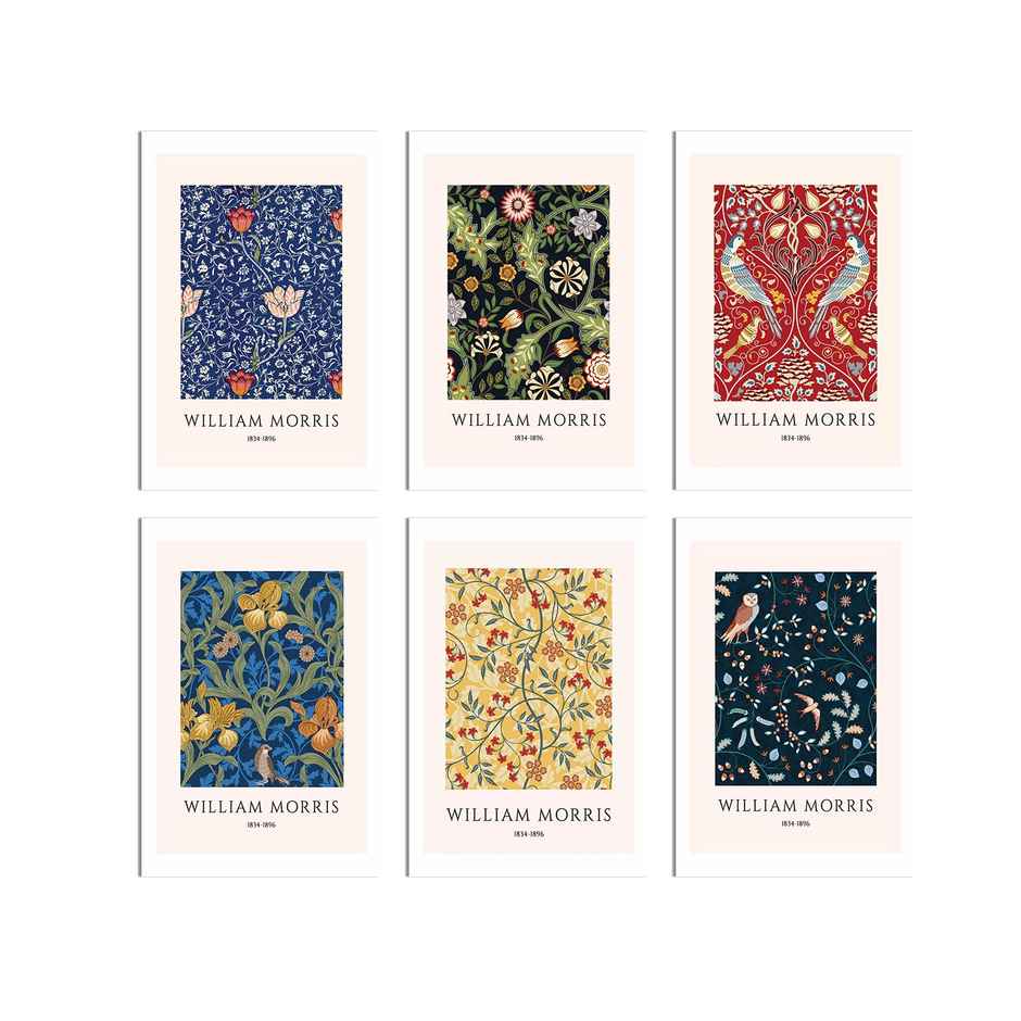 Paper Plane Design Popular Artist William Morris Wall Posters | Set Of 6 | Size 12 x 18 Inch | D27