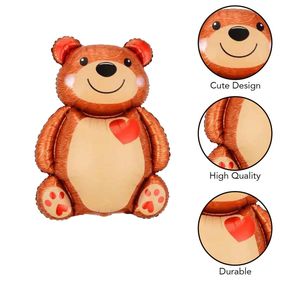 Red Heart Balloons with Teddy Foil for Valentine Decoration | Party Propz
