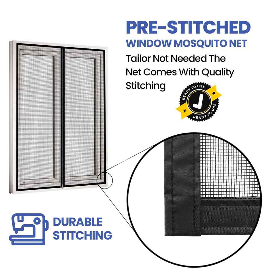 Mr. Right Stitched Mosquito Net For Window | Grey - 120 x 120 cm