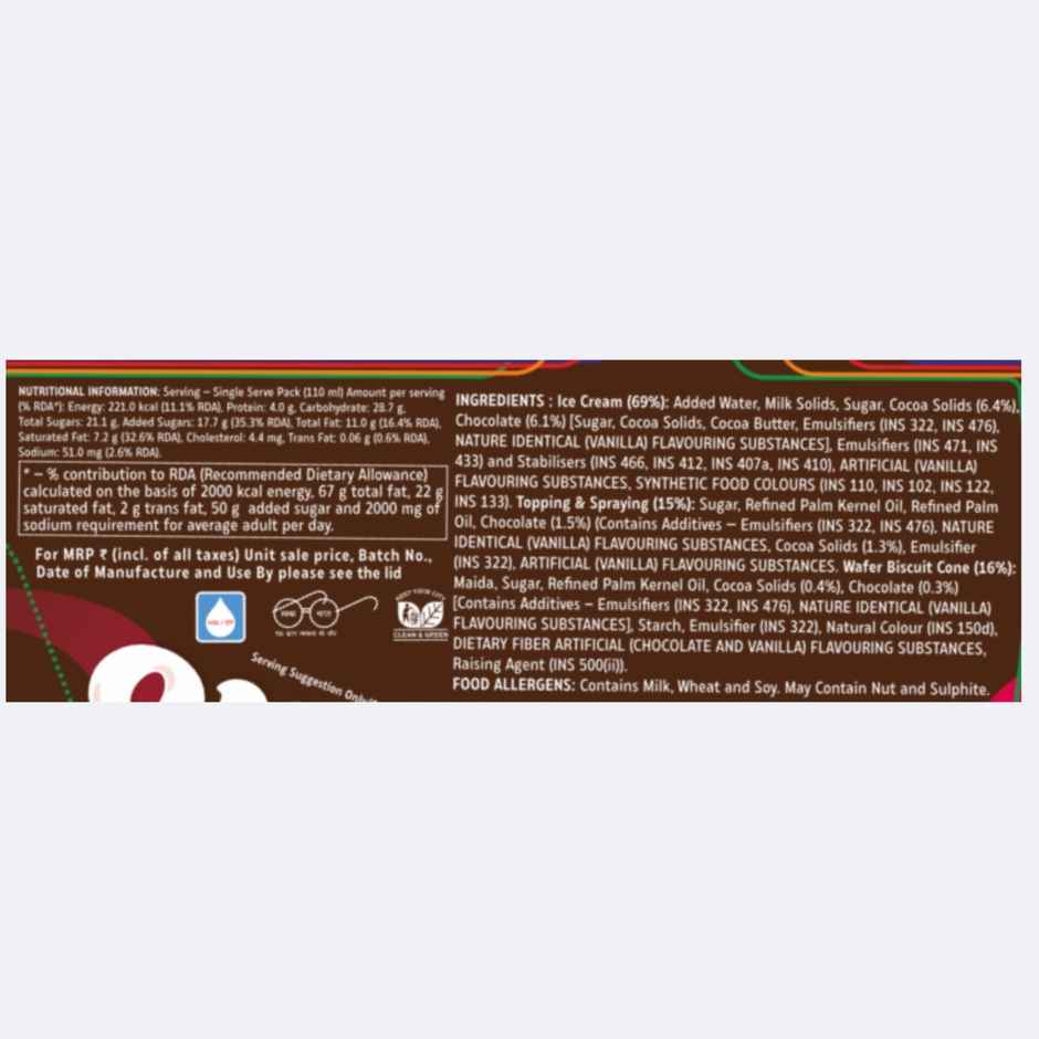 Hocco Chillo Dark Chocolate Ice Cream Cone