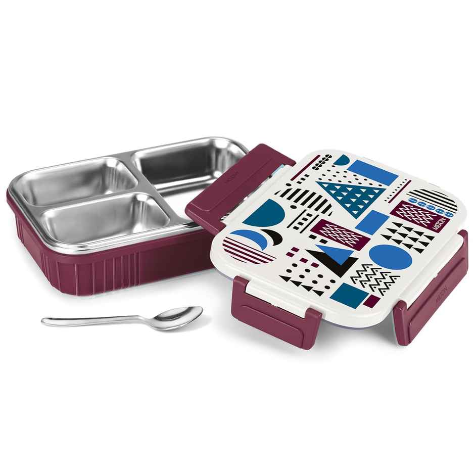 MiLiteron Fun Feast 3 Inner Stainless Steel Tiffin Box | 700 ml | Maroon