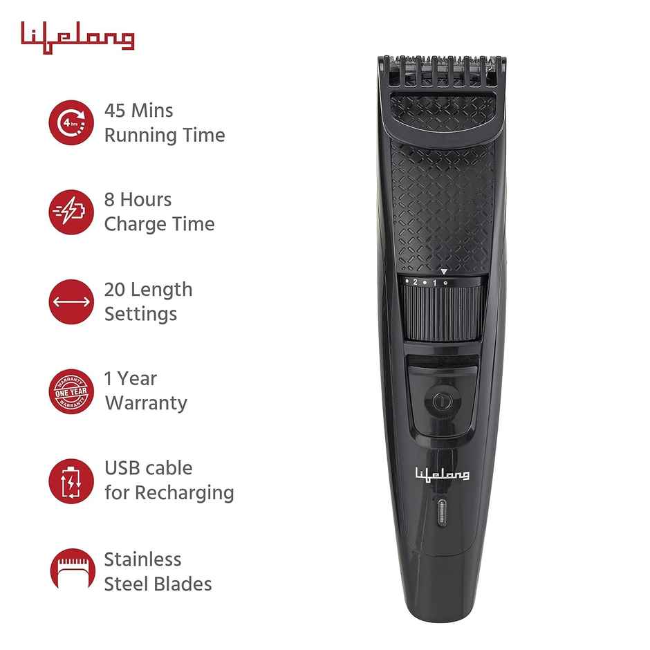 Lifelong Trimmer Cordless, Rechargeable Trimmer | LLPCM13 | Black