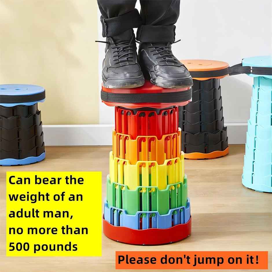Round Portable Folding Stool, Telescopic- Assorted Color