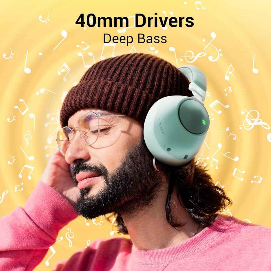 Zebronics Duke BT Headphone, 60h, Dual Pairing, Gaming Mode, ENC, LED, Deep Bass, Voice Asst (Green)