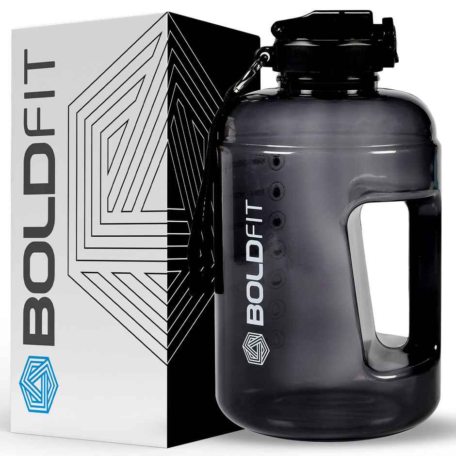 Boldfit Plastic Water Bottle For Gym Gallon | Black | 2.2 L