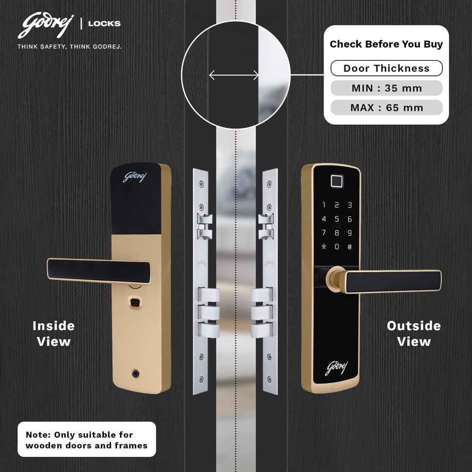 Godrej Smart Lock Catus Connect | Digital Lock | 5-in-1 Access | WiFi, Fingerprint, Pin | Gold