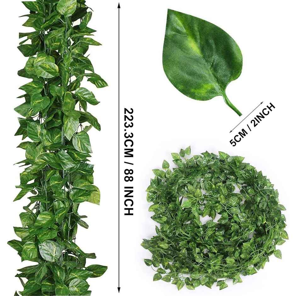 Tied Ribbons Set Of 6 Artificial Money Plant Leaves Creeper Garland (223 Cm)