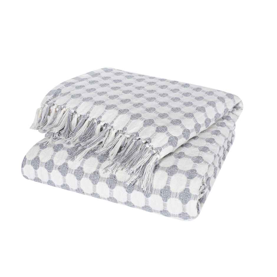Furnofy Decorative Cotton Sofa Throws (50x60 Inches) - White Checkered