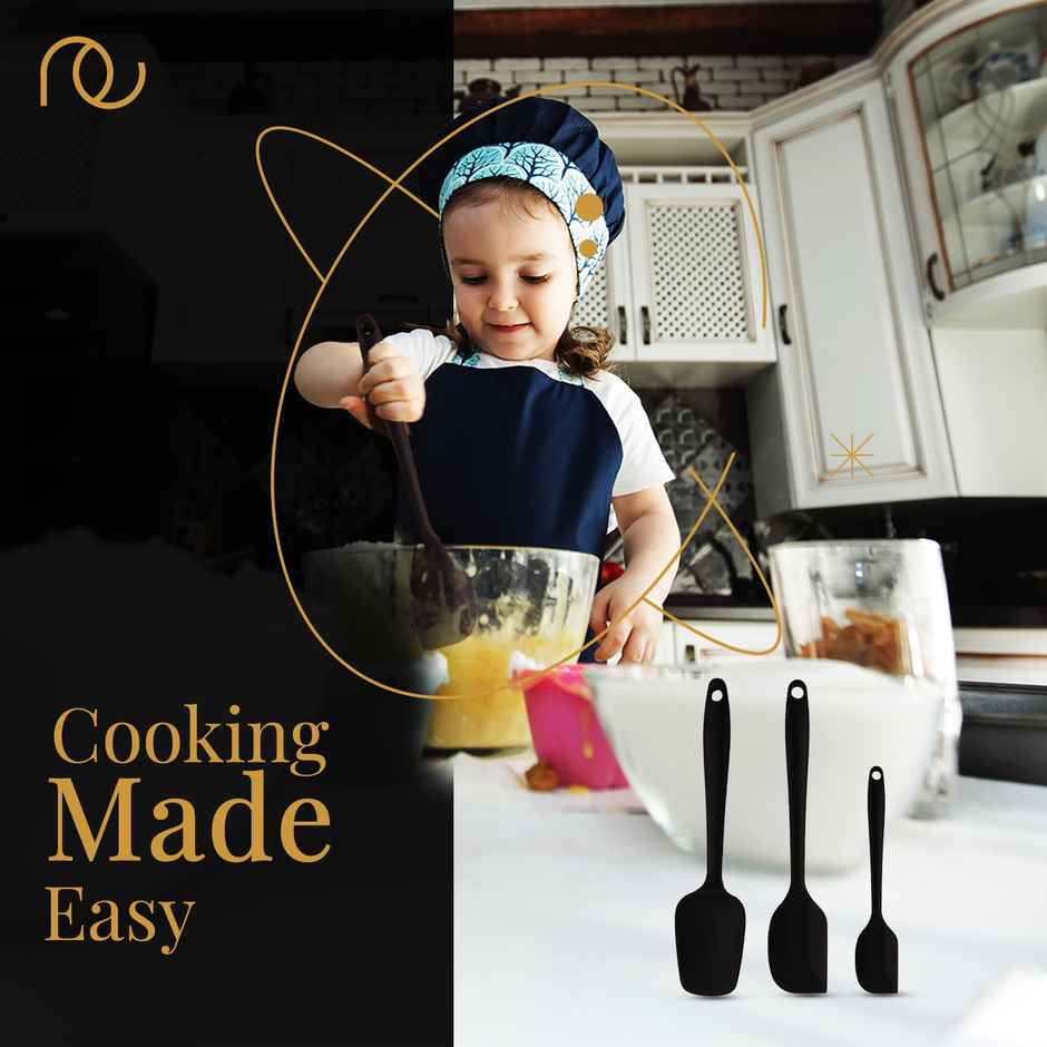 Frenchware Non-Stick Silicone Spatulas, Heat-Resistant, Food-Grade & BPA-Free - Black