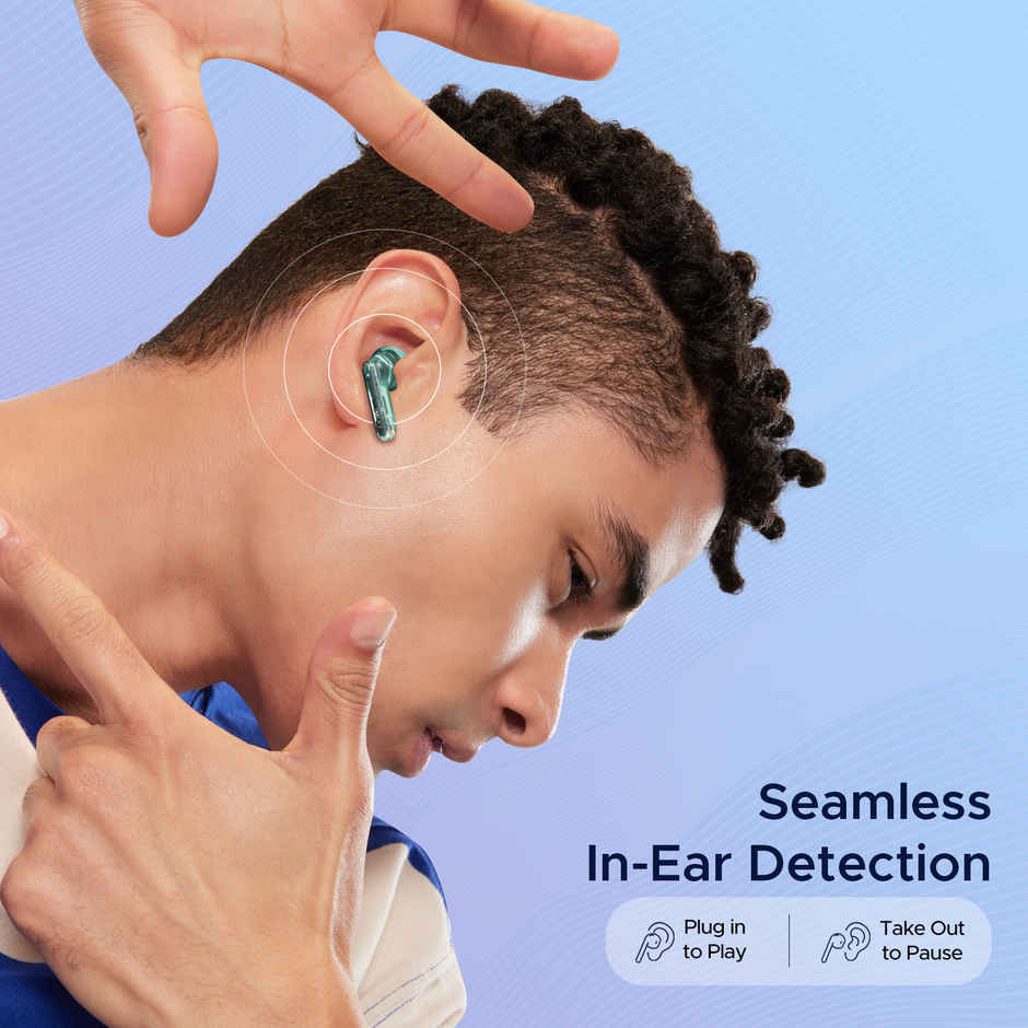 boAt Airdopes 191 ANC, 32dB ANC, Ambient Mode, 60HRS Battery, 4Mics ENx, in-Ear Detection, IWP Tech, Fast Charge, v5.3 Bluetooth Earbuds, TWS Ear Buds Wireless Earphones with mic (Pellucid Green)