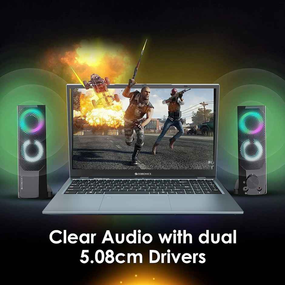 Zebronics Wonder Bar 10 W Soundbar 10 Usb Powered 2.0 Computer Speaker, wired With Rgb Lights - Black