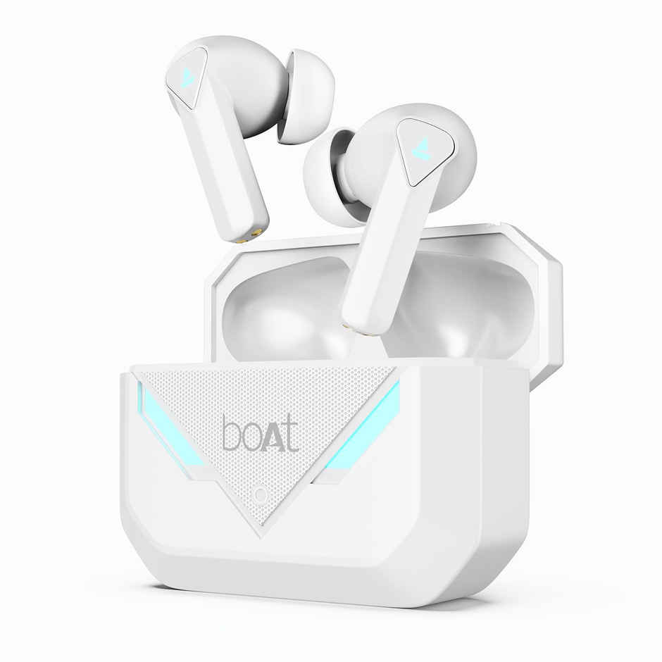 boAt Immortal 158 in Ear Gaming TWS Earbuds with 40hrs Playback, 40ms Super-Low Latency Beast Mode, RGB LEDs, 4 Mics with ENx, IWP, ASAP Charge, BTv5.3 - White Sabre