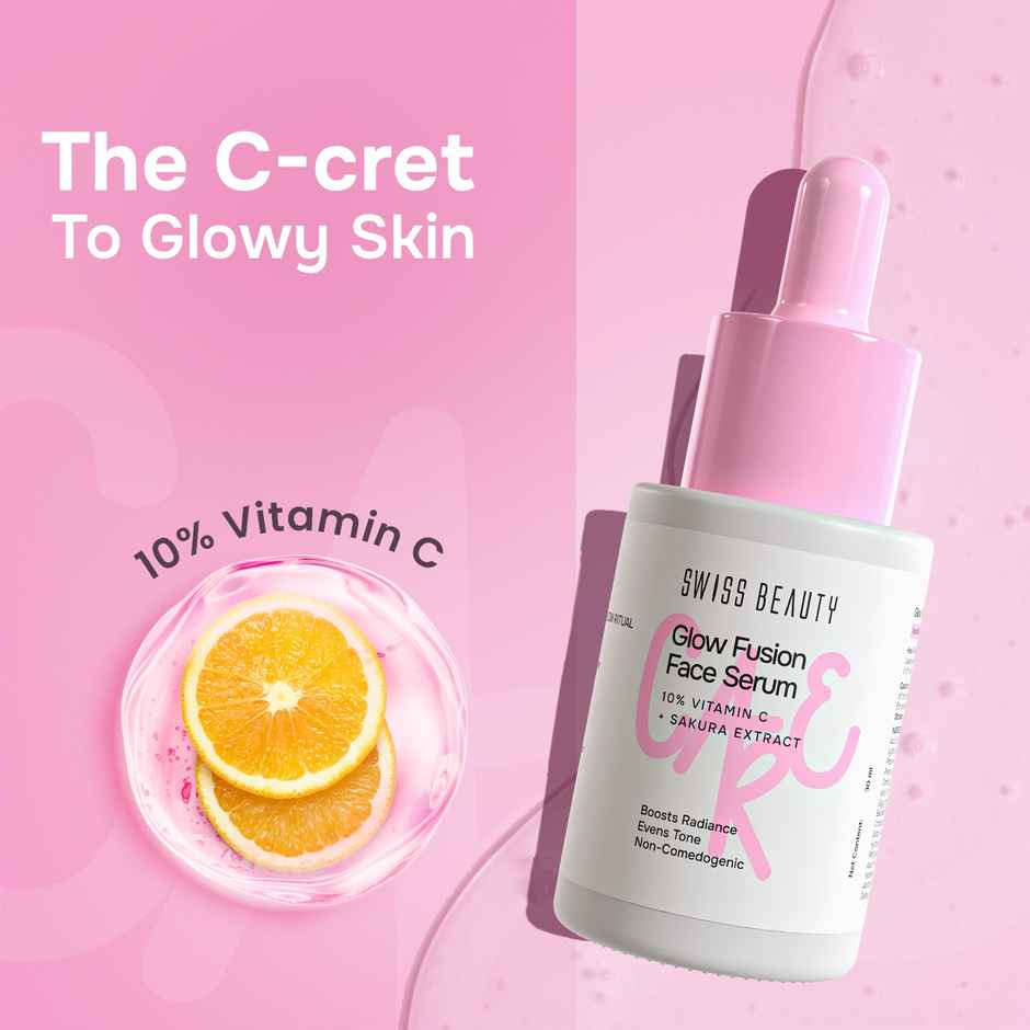 Swiss Beauty Care Glow Fusion Face Serum | Bright & Glow | 10% Vitamin C & Sakura Extract