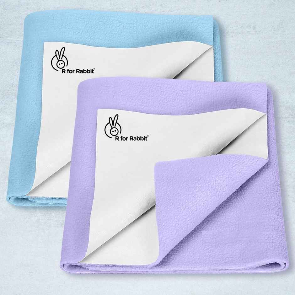 R for Rabbit Waterproof Quick Dry Sheet Bliss(Size-L,Blue-Purple,Pack of 2)