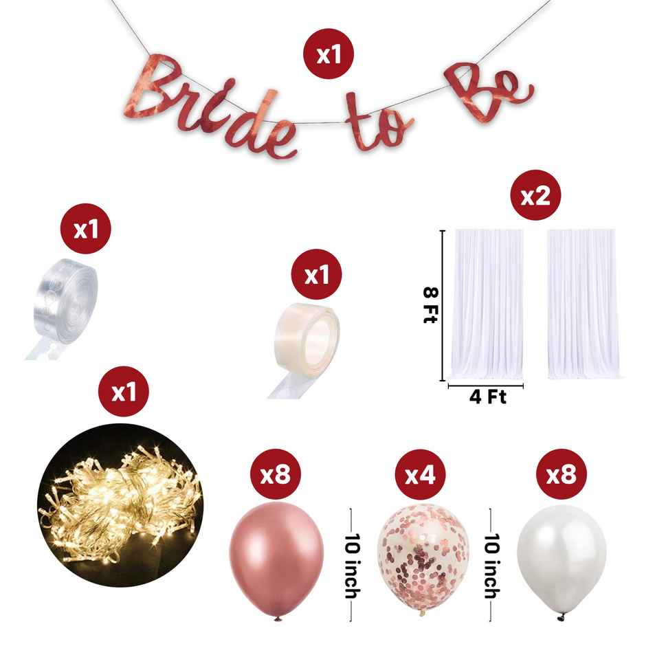 Bride To Be Decoration Set Combo | Pack Of 26 | Party Propz