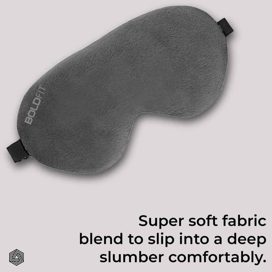 Boldfit Eye Mask For Sleeping With Adjustable Strap Super Soft - Grey