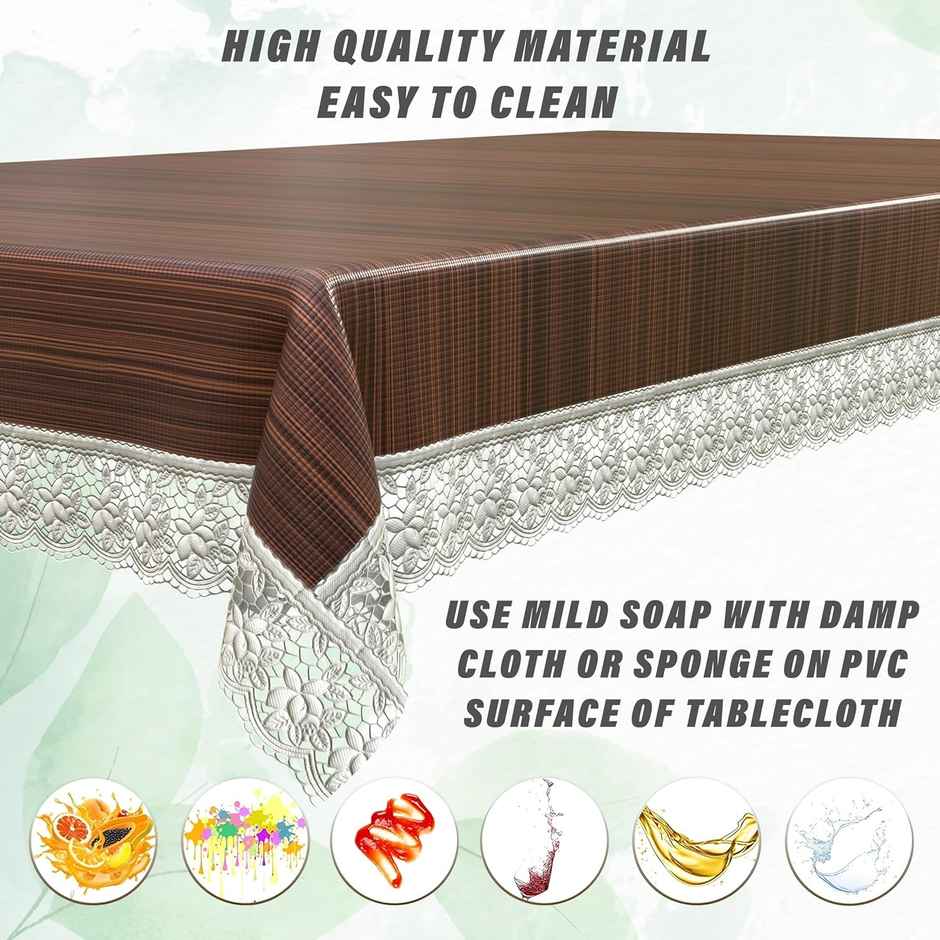 Kuber Industries Wooden Print 6 Seater Dining Table Cover | Table Protector Cover | 90 x 60 | Brown