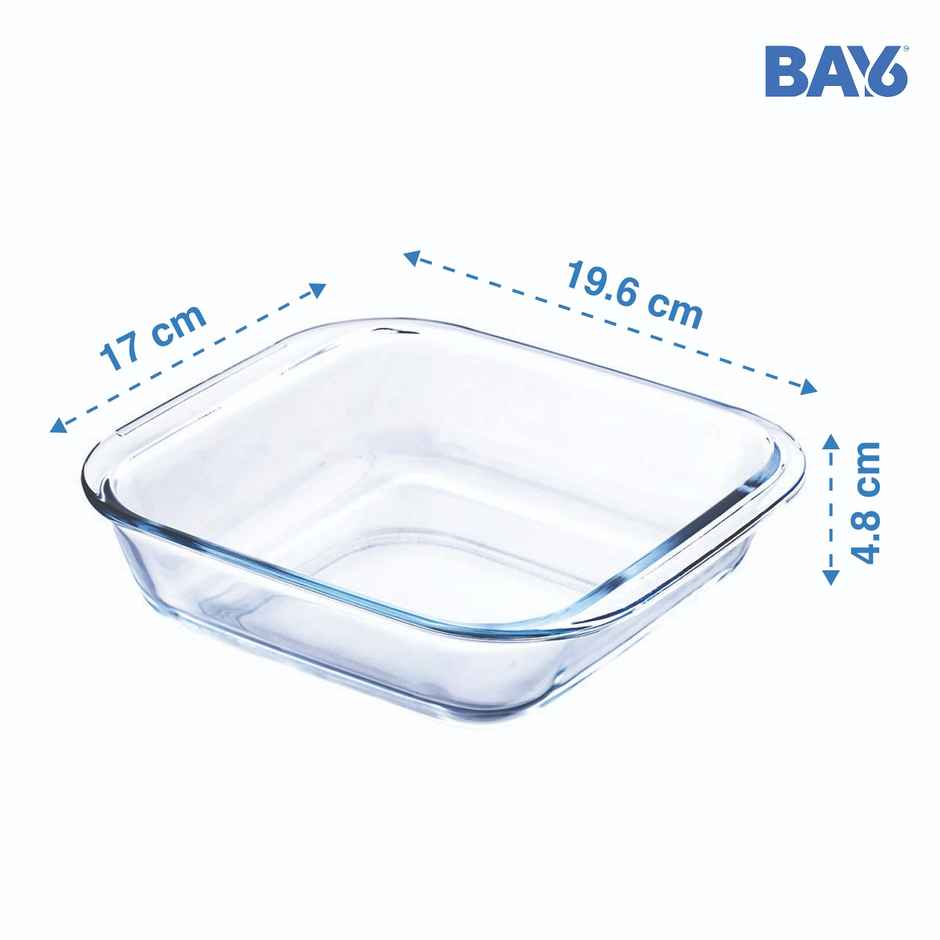 BAY6 Premium Imported Borosilicate Baking Dish Square - 850 ml