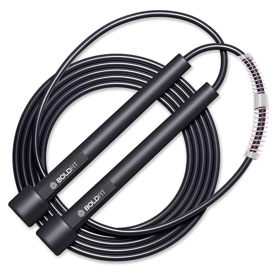 Boldfit Adjustable Skipping Rope | Jumping Exercise Tool - Black