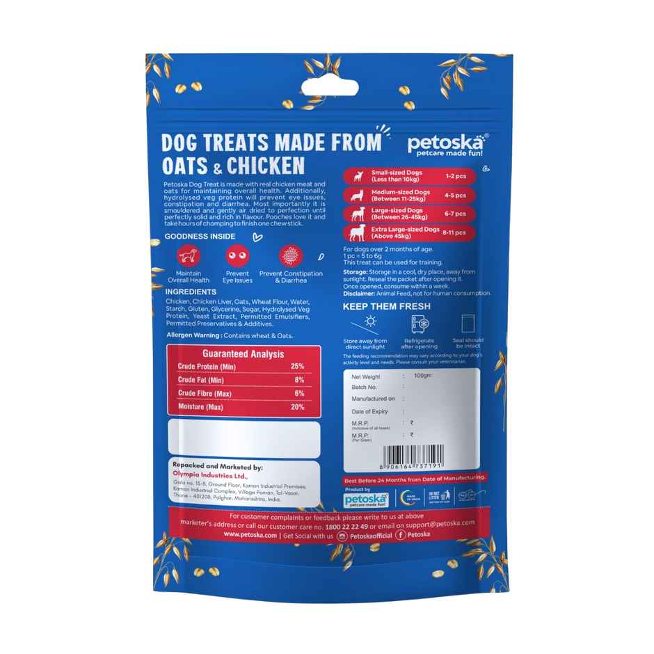 Petoska Dog Treats Chicken Oats Sticks Combo